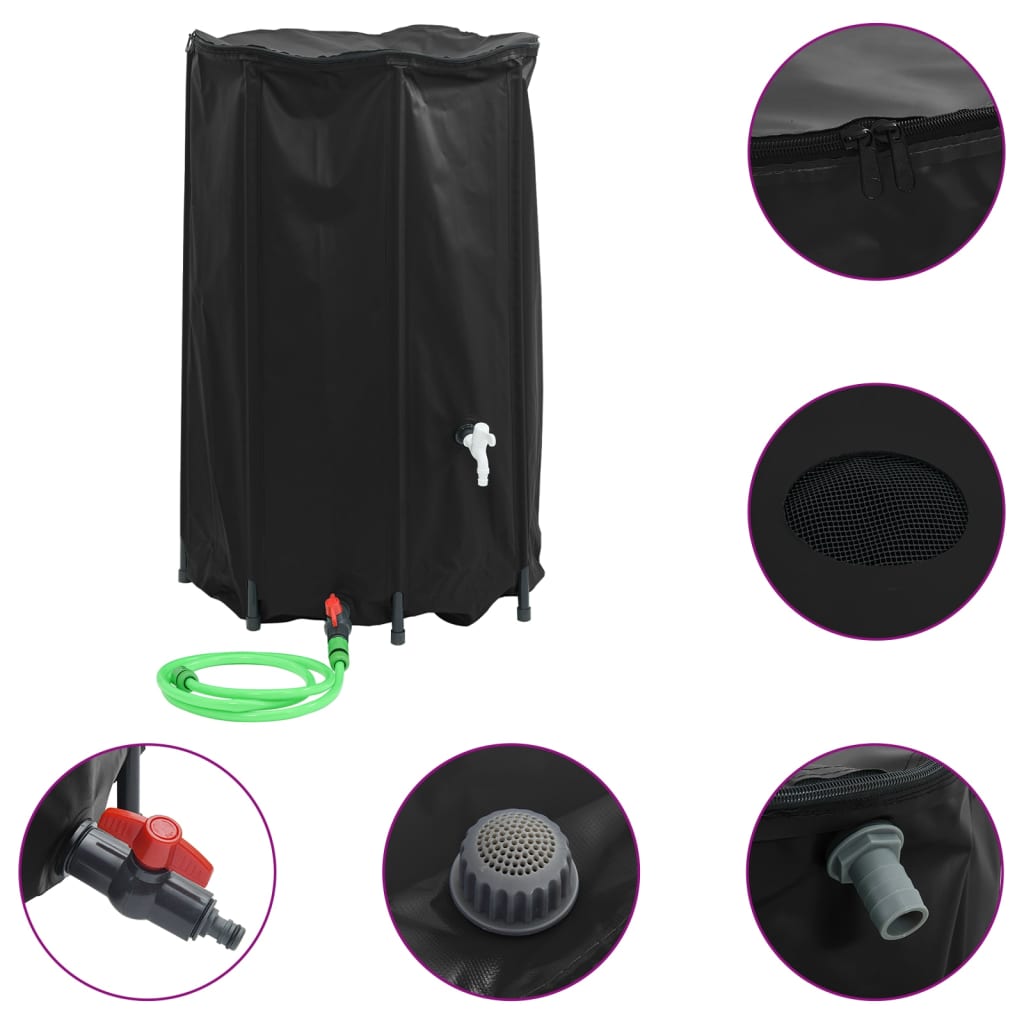 Spremnik za vodu sa slavinom sklopivi 500 L PVC Crna