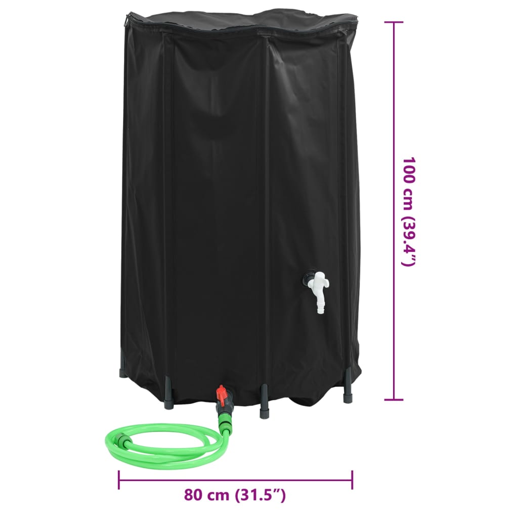 Spremnik za vodu sa slavinom sklopivi 500 L PVC Crna