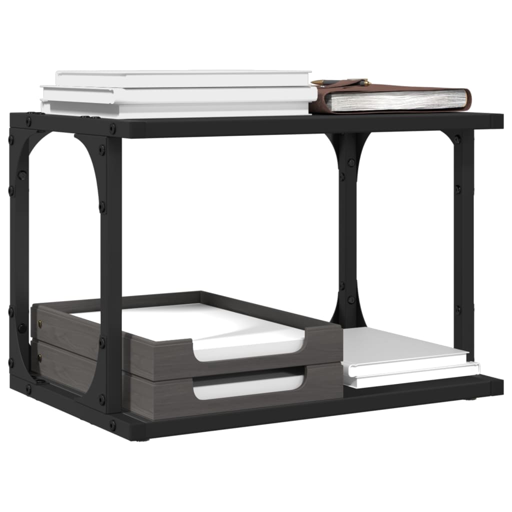 Stalak za pisač s 2 razine crni 41x28x33,5 cm konstruirano drvo