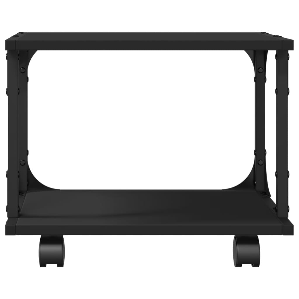 Stalak za pisač s 2 razine crni 41x28x33,5 cm konstruirano drvo