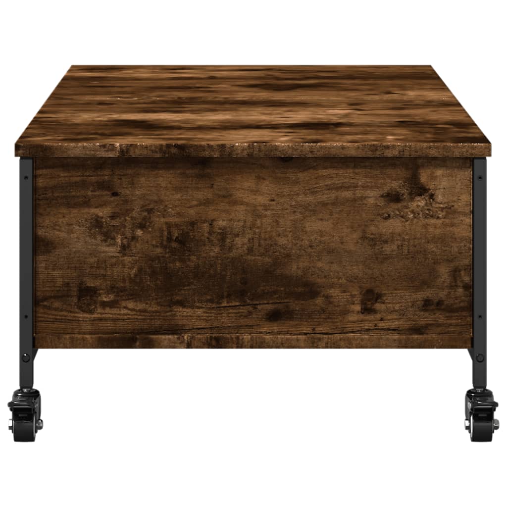 Stolić za kavu s kotačima boja hrasta 91 x 55 x 34 cm drveni