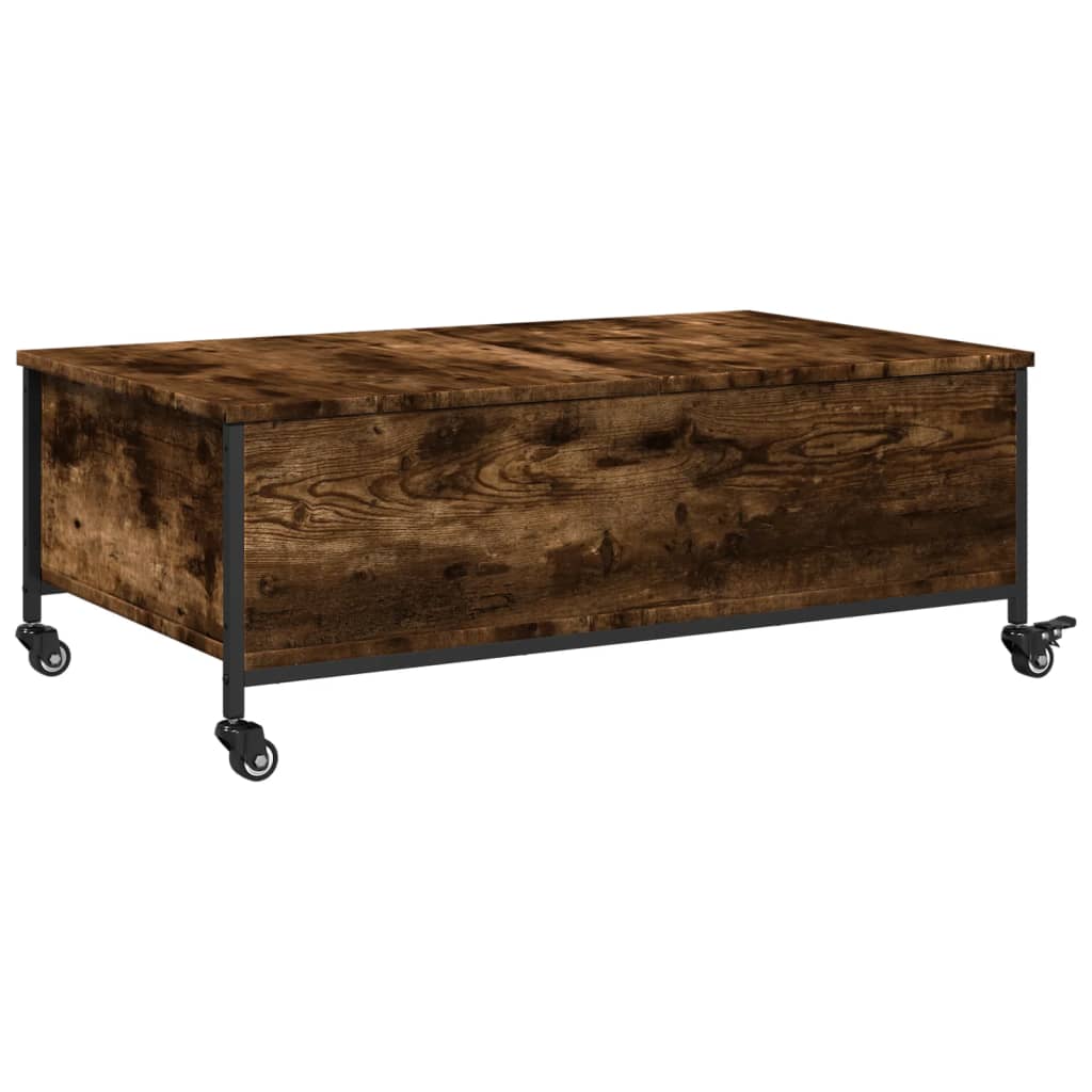 Stolić za kavu s kotačima boja hrasta 91 x 55 x 34 cm drveni
