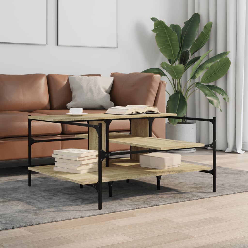 Stolić za kavu boja hrasta 100x100x48,5 cm konstruirano drvo Smeđa