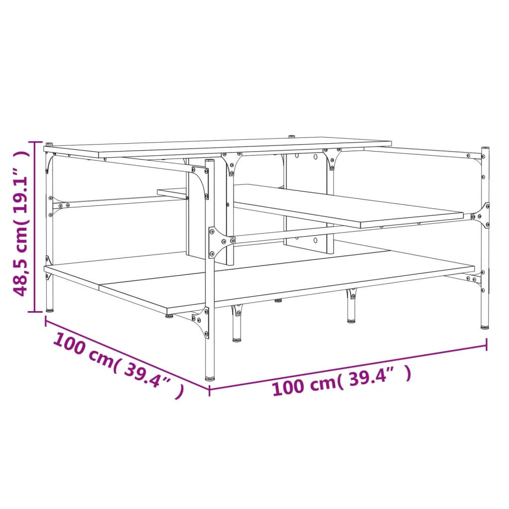 Stolić za kavu boja hrasta 100x100x48,5 cm konstruirano drvo Smeđa