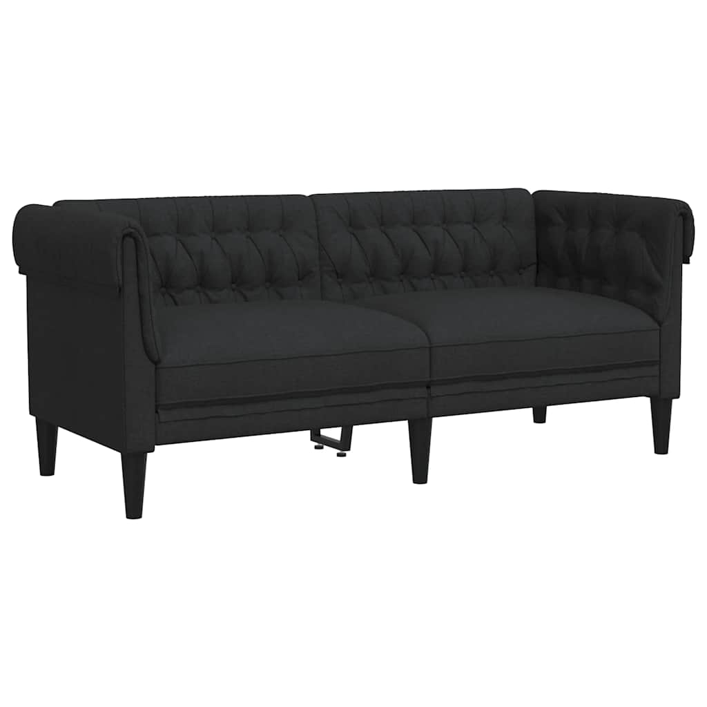 Dvosjed Chesterfield crni od tkanine