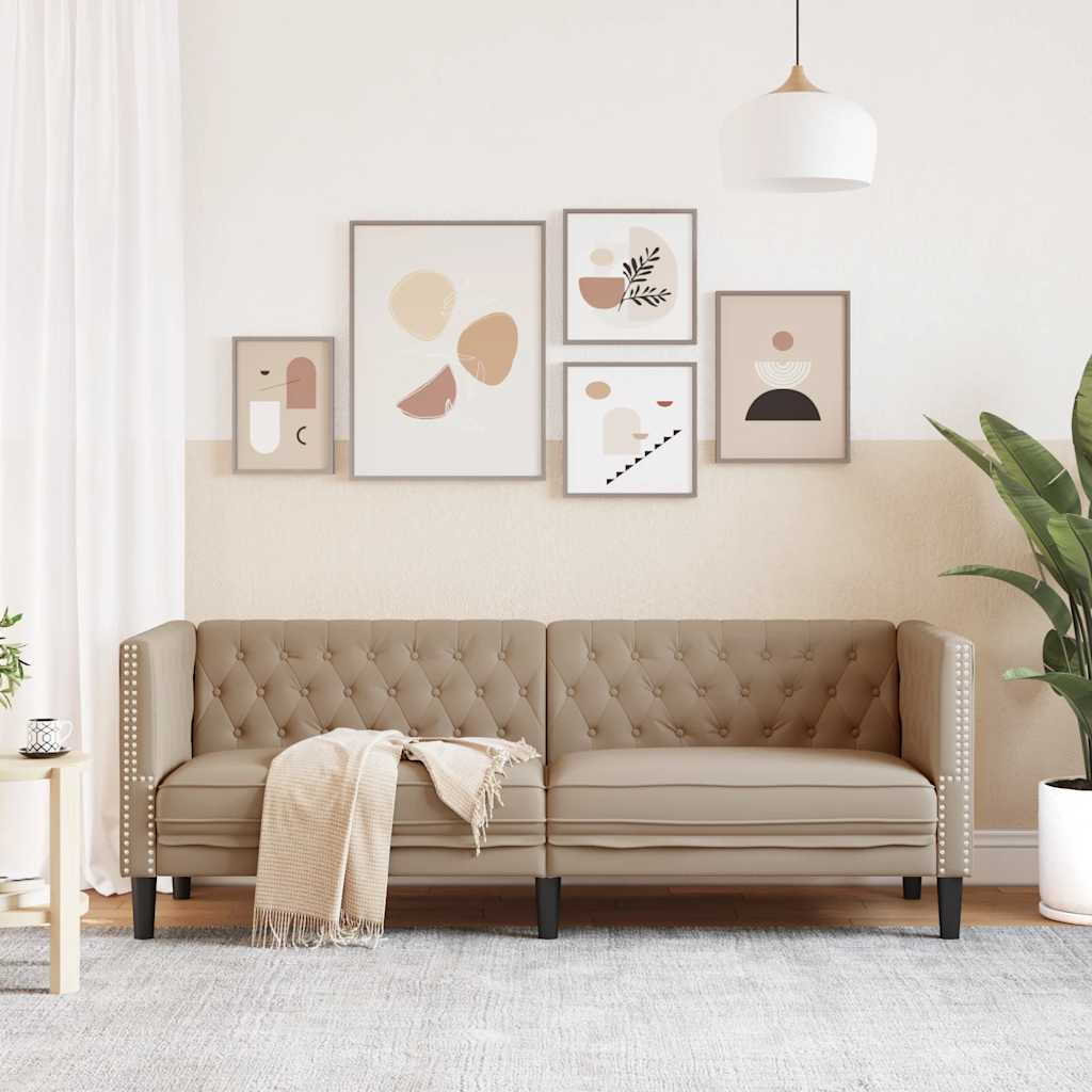 Chesterfield sofa za 3 osobe, cappuccino, umjetna koža