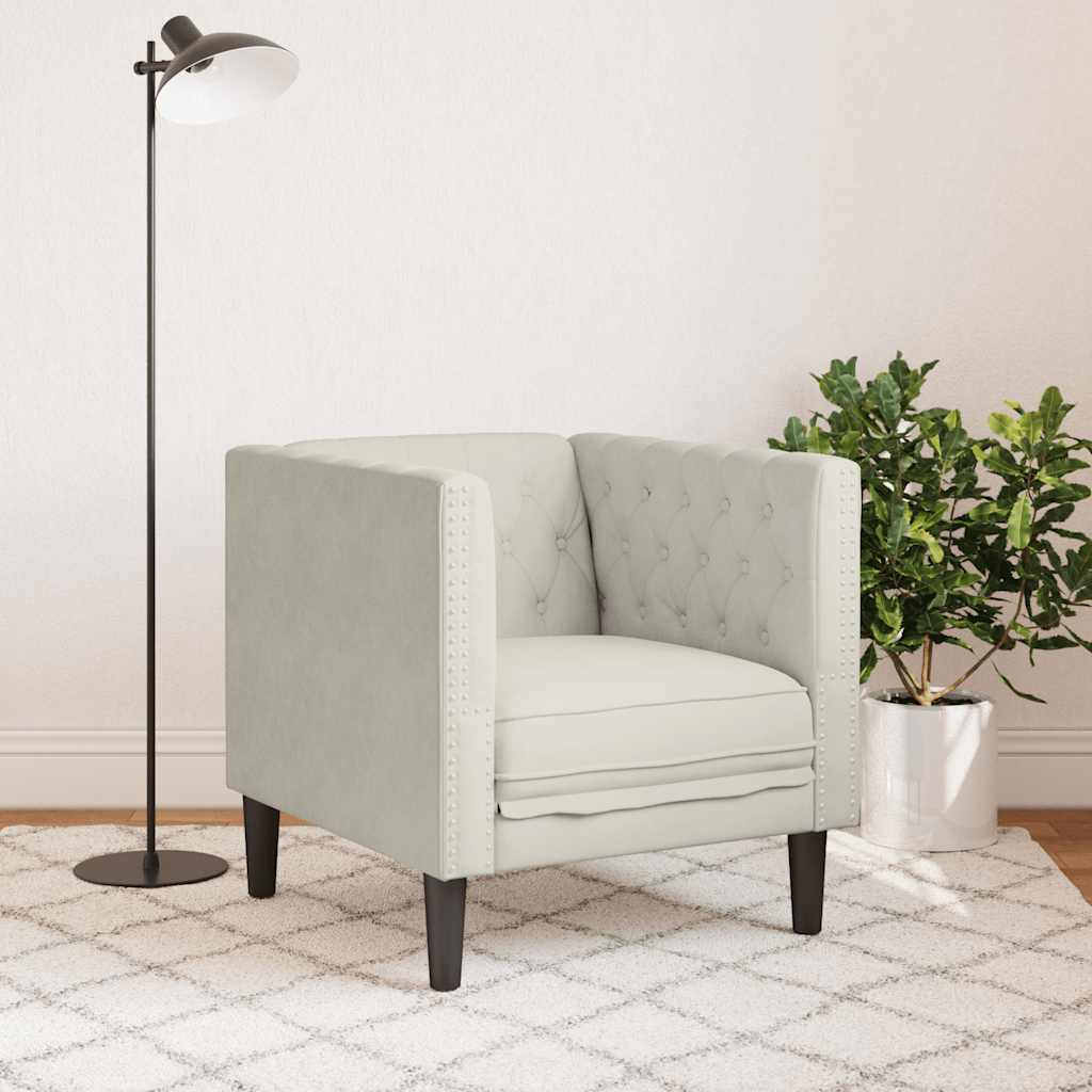 Chesterfield sofa fotelja krem baršun