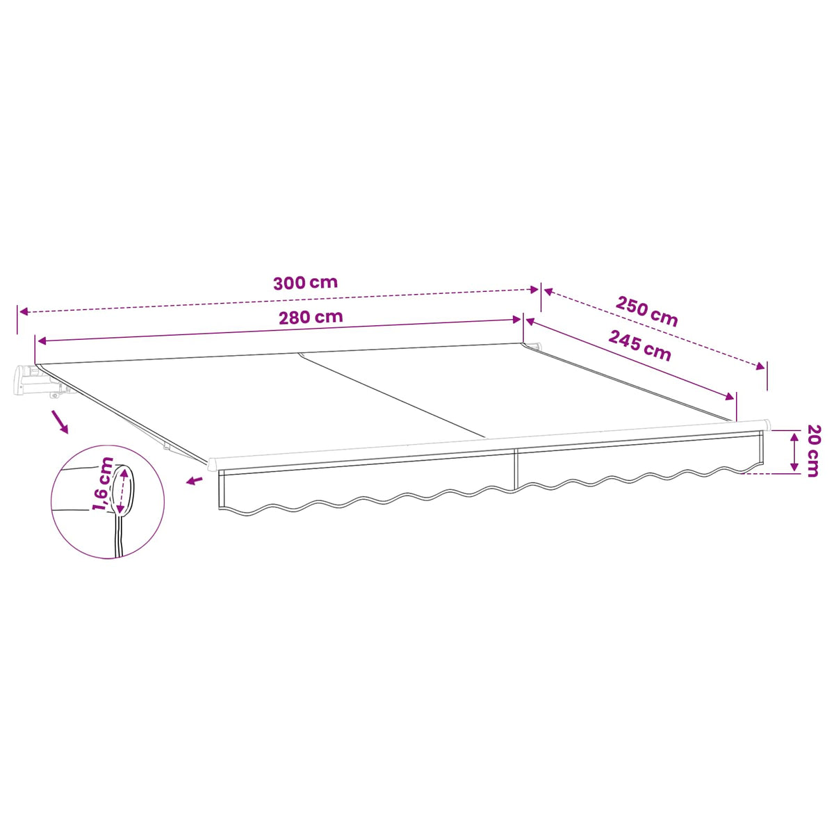 Zamjenska tkanina za tendu raznobojna 300x250 cm poliester
