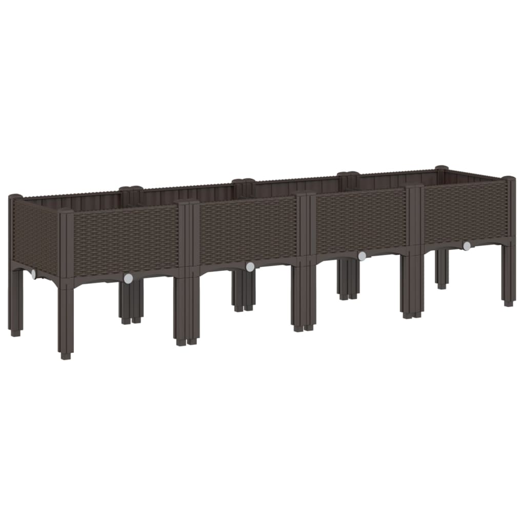 Vrtna sadilica s nogama smeđa 160 x 40 x 42 cm PP