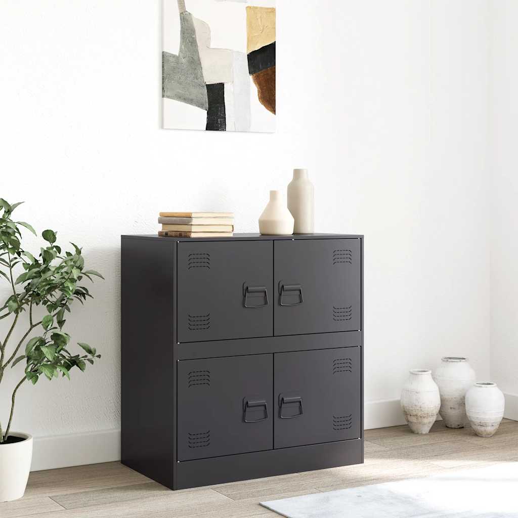 Komoda crna 67 x 39 x 73 cm čelična
