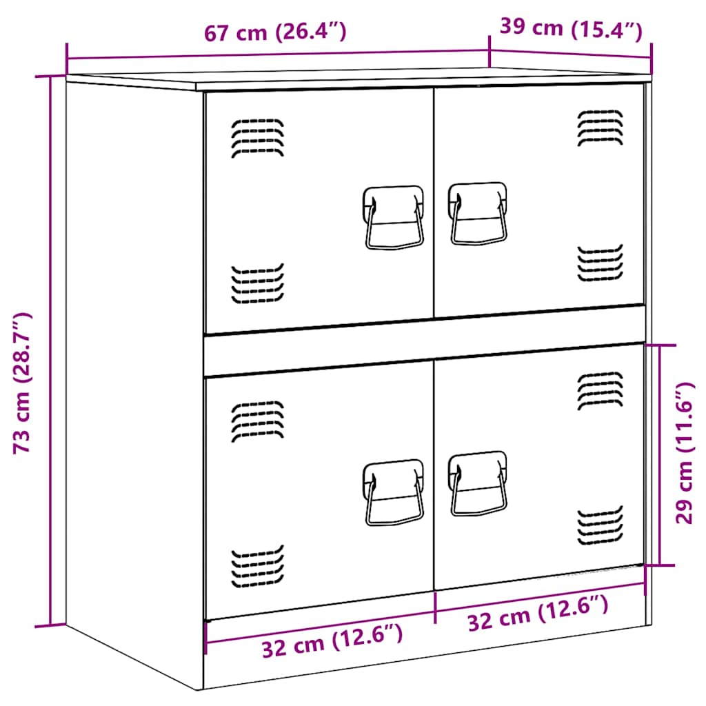 Komoda crna 67 x 39 x 73 cm čelična
