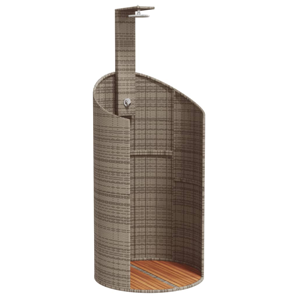 Vanjski tuš sivi 100x100x241,5 cm poliratana i bagremovog drva