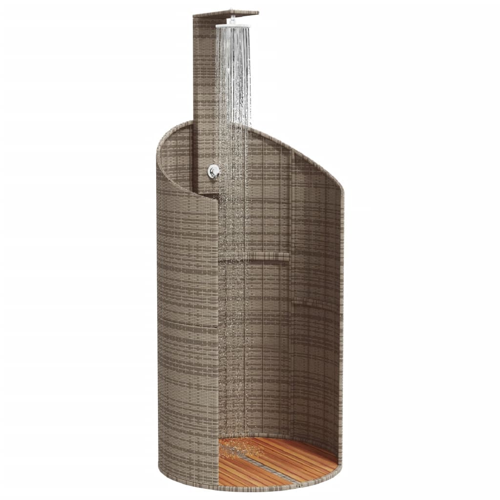 Vanjski tuš sivi 100x100x241,5 cm poliratana i bagremovog drva