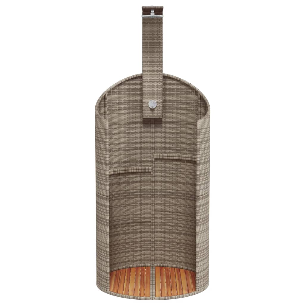 Vanjski tuš sivi 100x100x241,5 cm poliratana i bagremovog drva