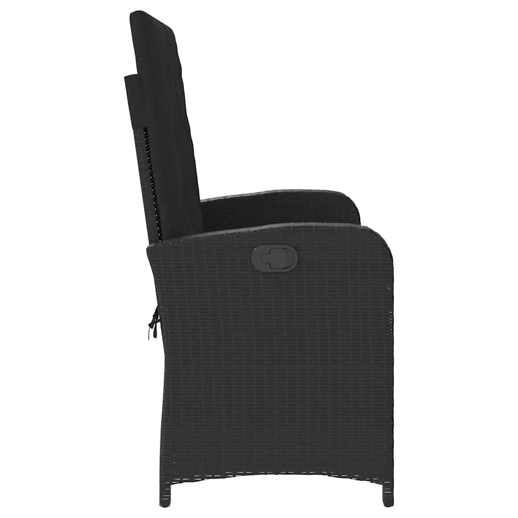 Vrtni naslonjač s jastucima crni od poliratana Crna 105 x 59 x 93 cm