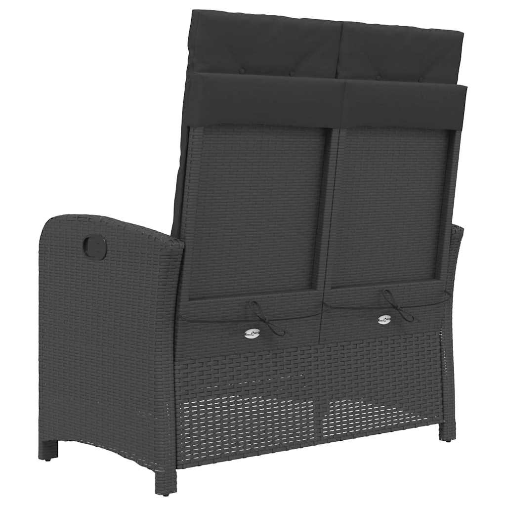 Vrtni naslonjač s jastucima crni od poliratana Crna 105 x 59 x 93 cm