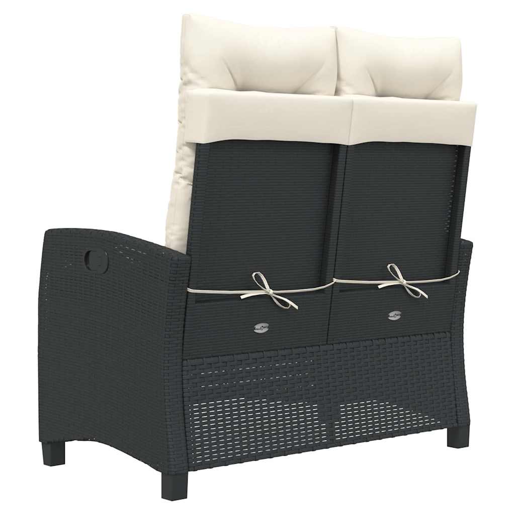Vrtni naslonjač s jastucima crni od poliratana Crna 105 x 66 x 93 cm
