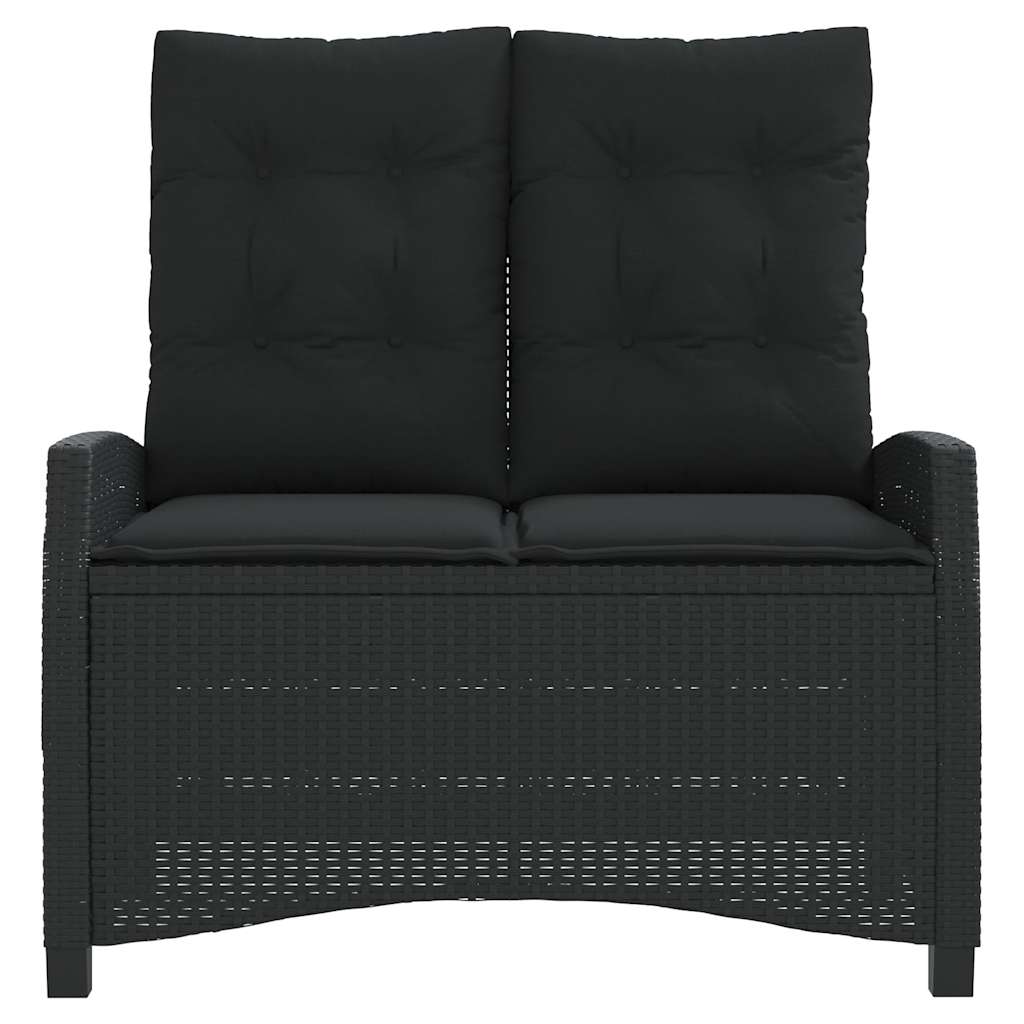 Vrtni naslonjač s jastucima crni od poliratana Crna 105 x 66 x 93 cm