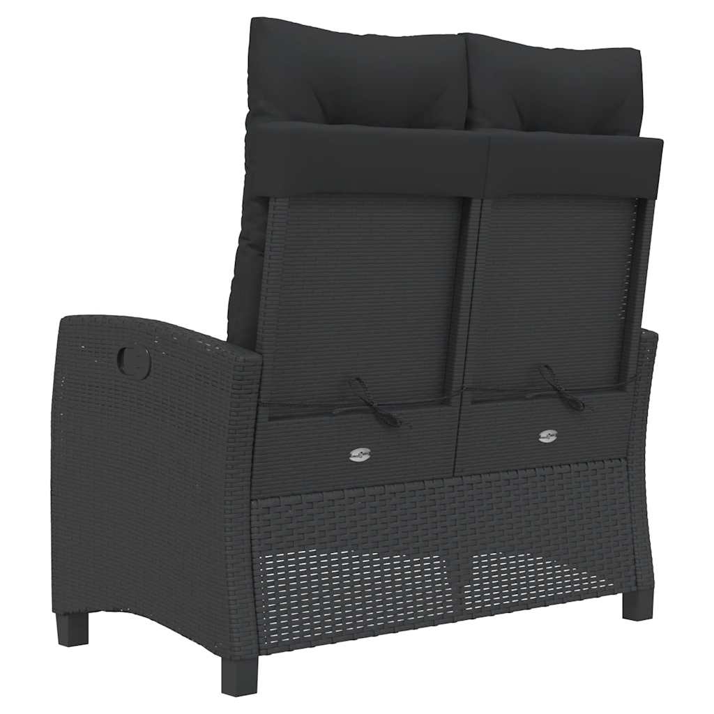 Vrtni naslonjač s jastucima crni od poliratana Crna 105 x 66 x 93 cm