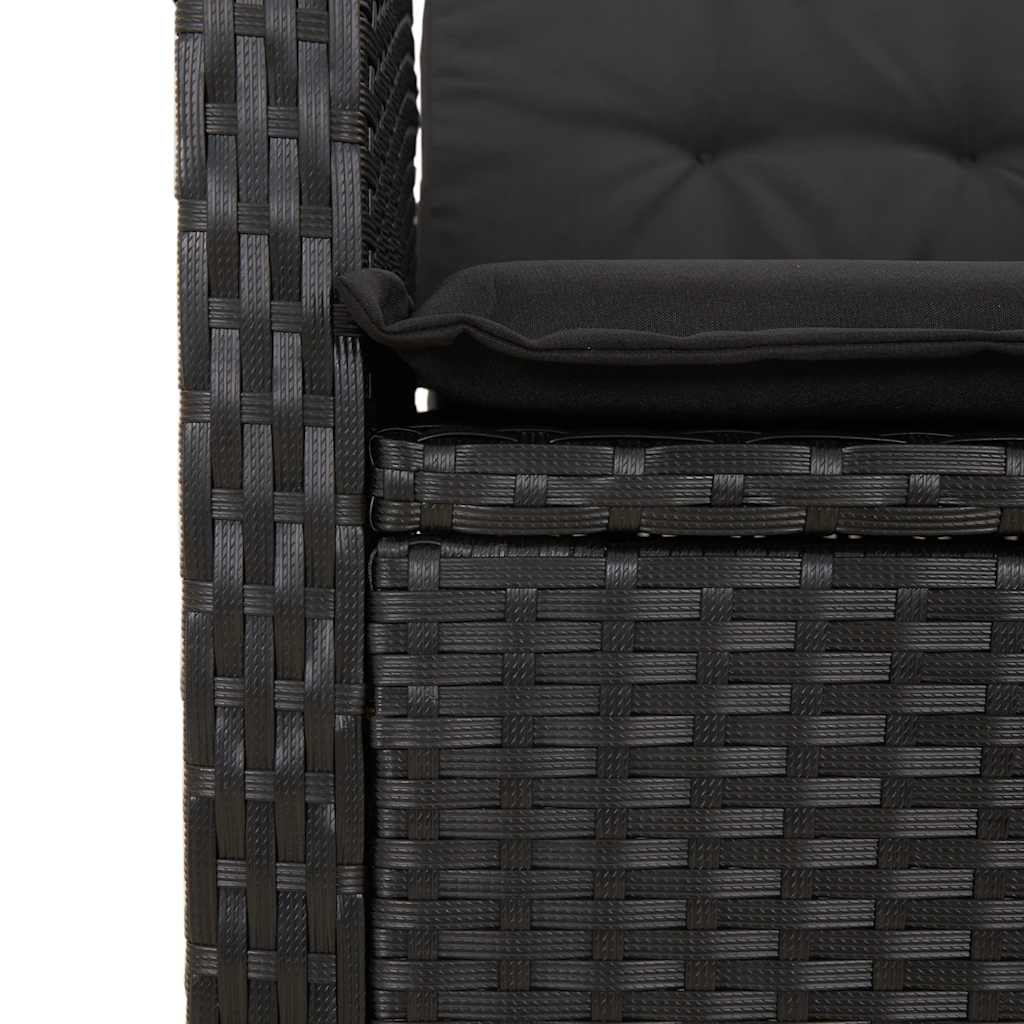Vrtni naslonjač s jastucima crni od poliratana Crna 105 x 66 x 93 cm