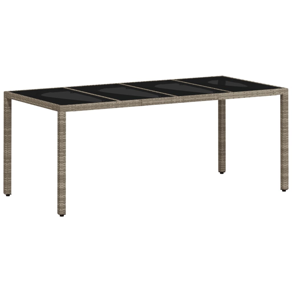 Vrtni stol sa staklenom pločom sivi 190x90x75 cm od poliratana Siva