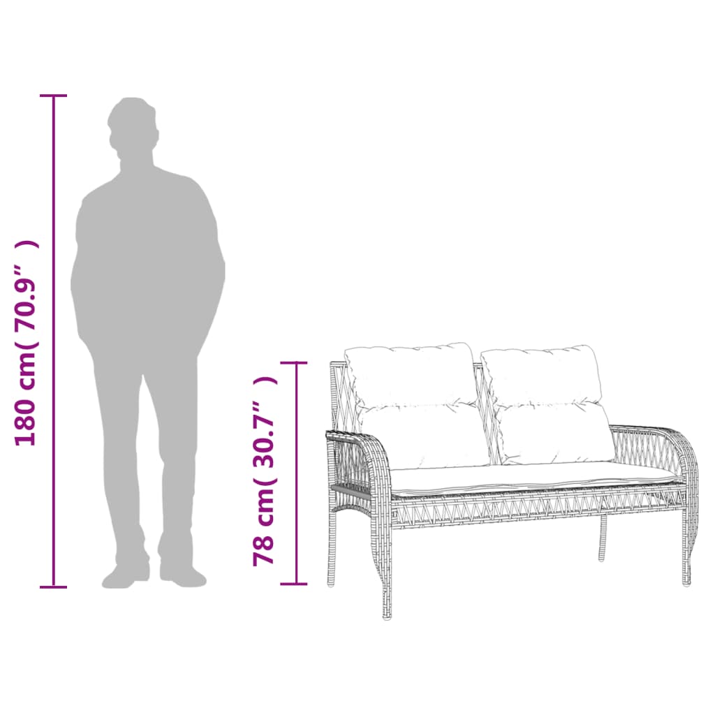 4-dijelni set vrtnih sofa s jastucima bež od poliratana