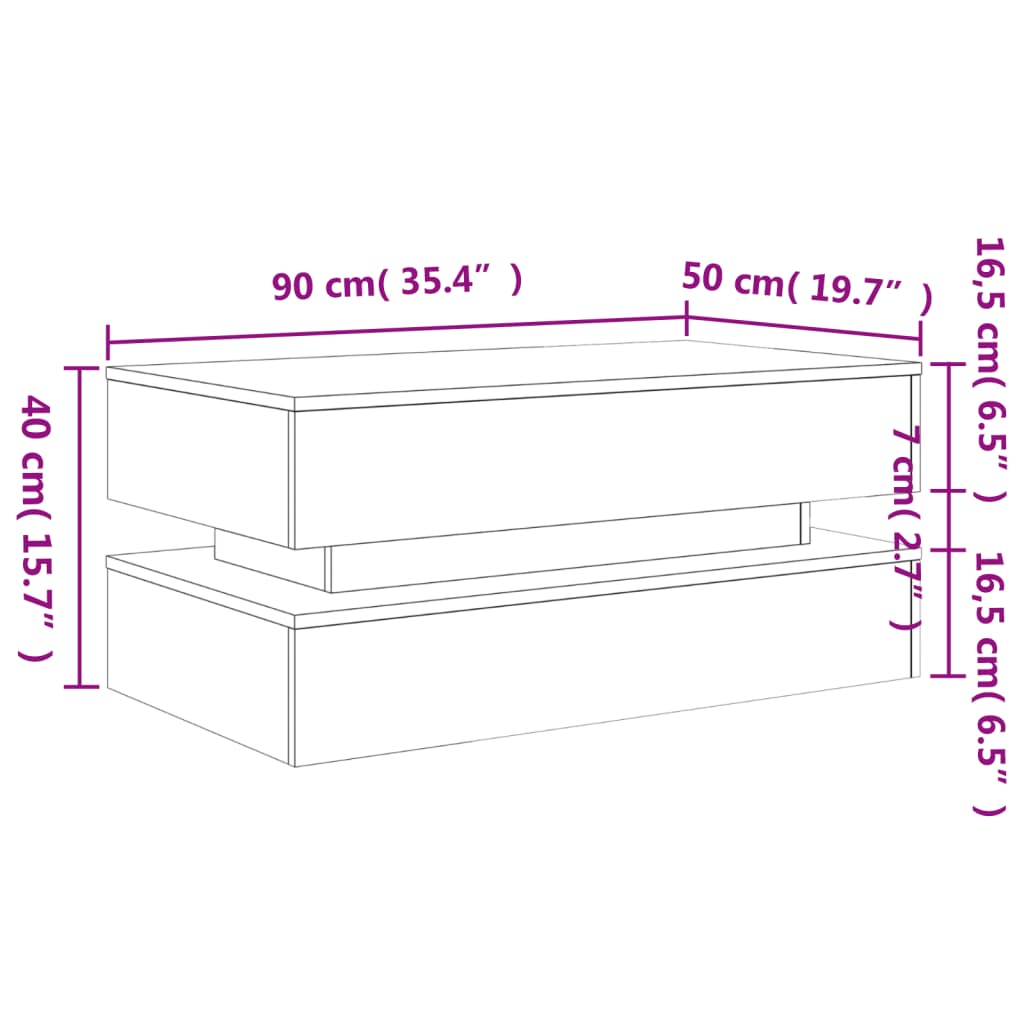 Stolić za kavu s LED svjetlima smeđa boja hrasta 90x50x40 cm