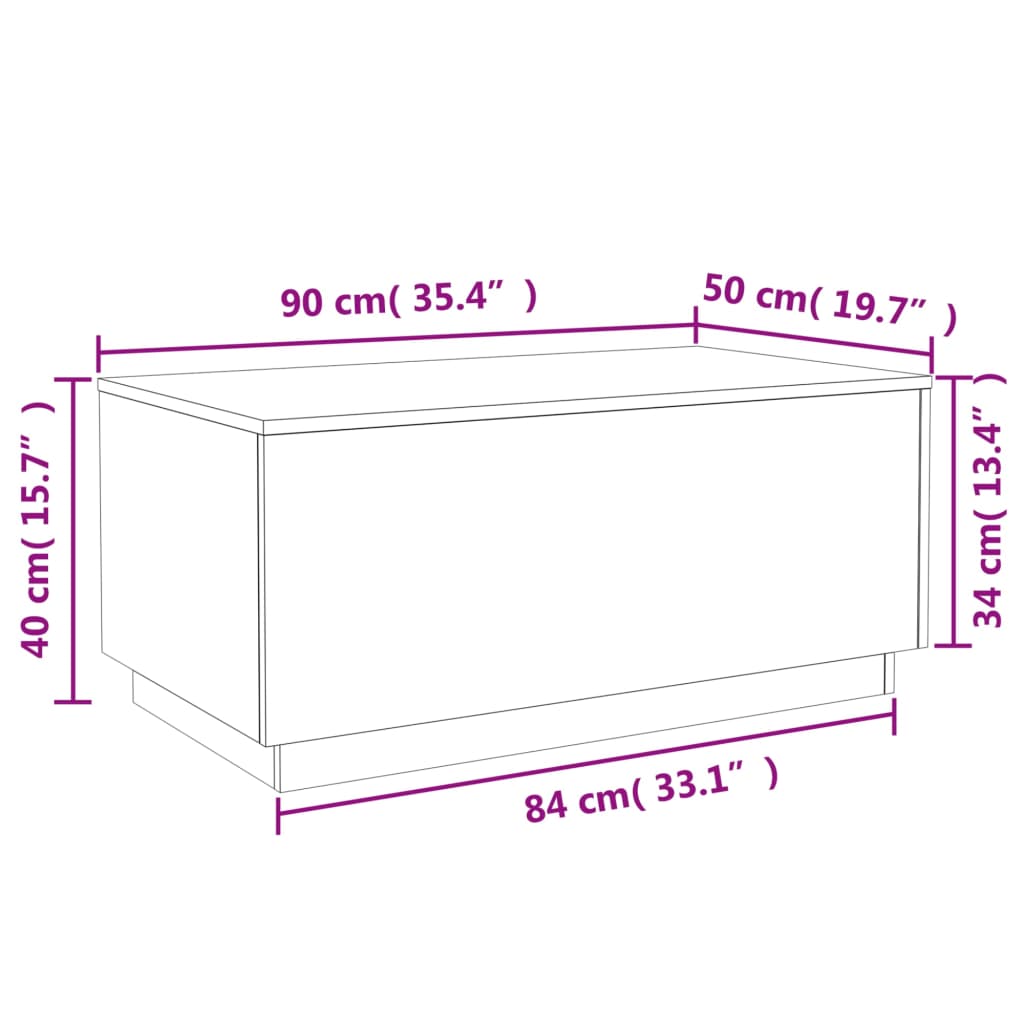 Stolić za kavu s LED svjetlima smeđa boja hrasta 90x50x40 cm