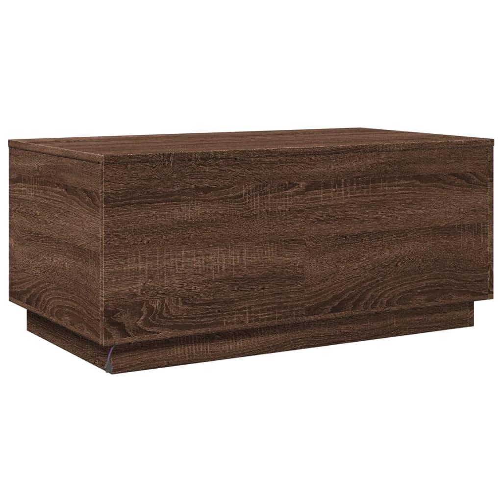 Stolić za kavu s LED svjetlima smeđa boja hrasta 90x50x40 cm