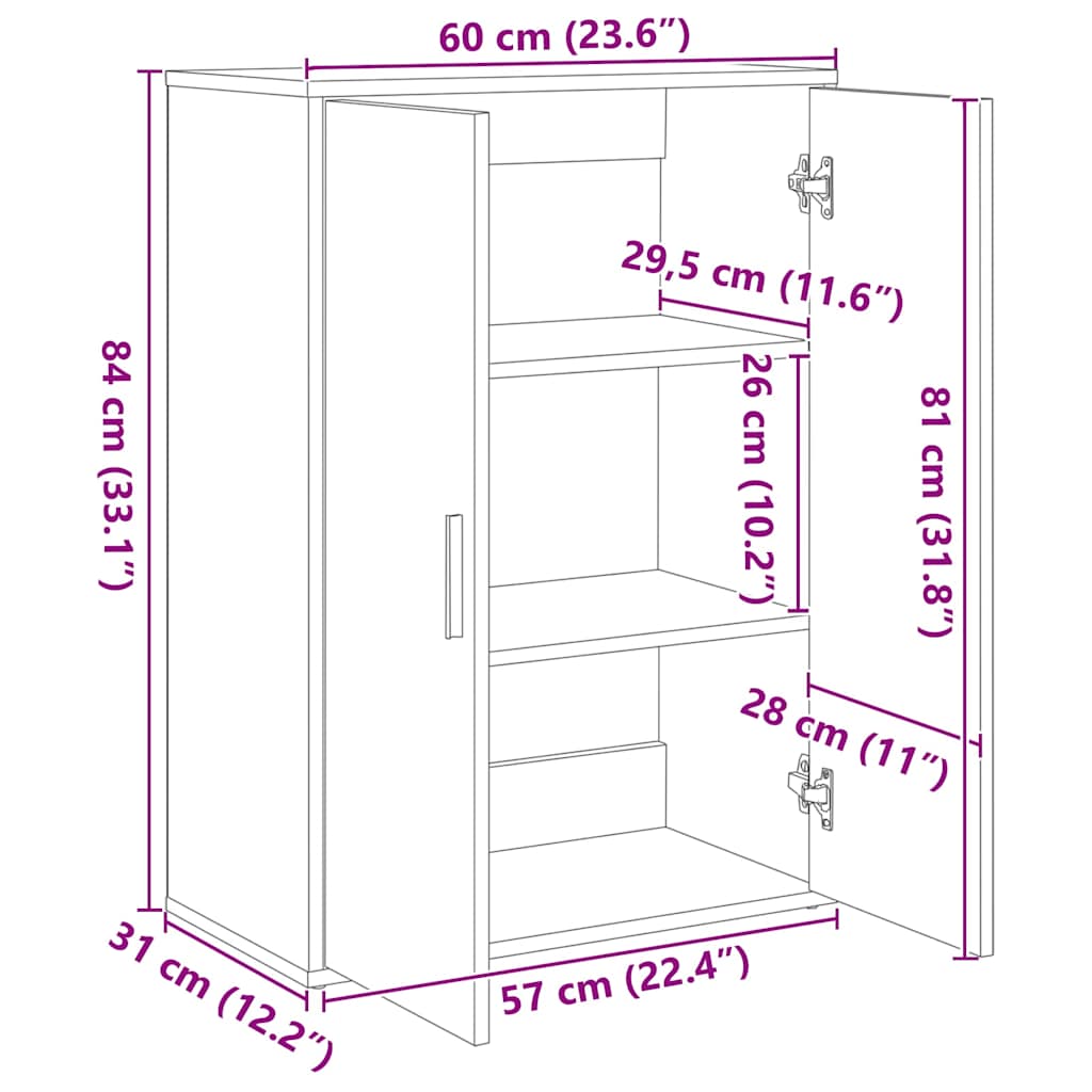 Komoda crna 60x31x84 cm od konstruiranog drva