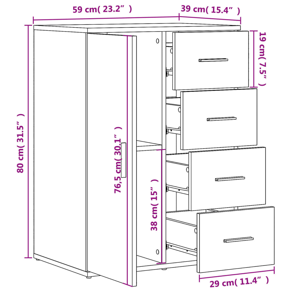 Komoda sonoma hrast 59x39x80 cm od konstruiranog drva