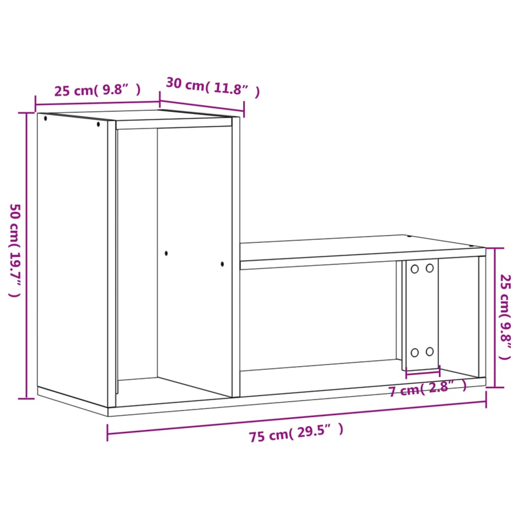TV ormarići 2 kom boja hrasta 75x30x50 cm konstruirano drvo