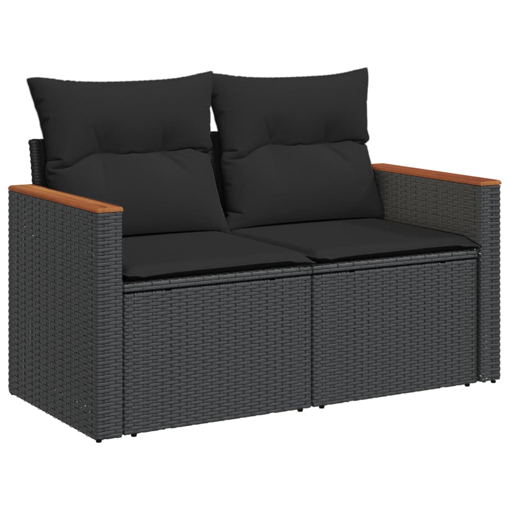 10-dijelni set vrtnih sofa s jastucima crni od poliratana Crna 62 x 62 x 69 cm
