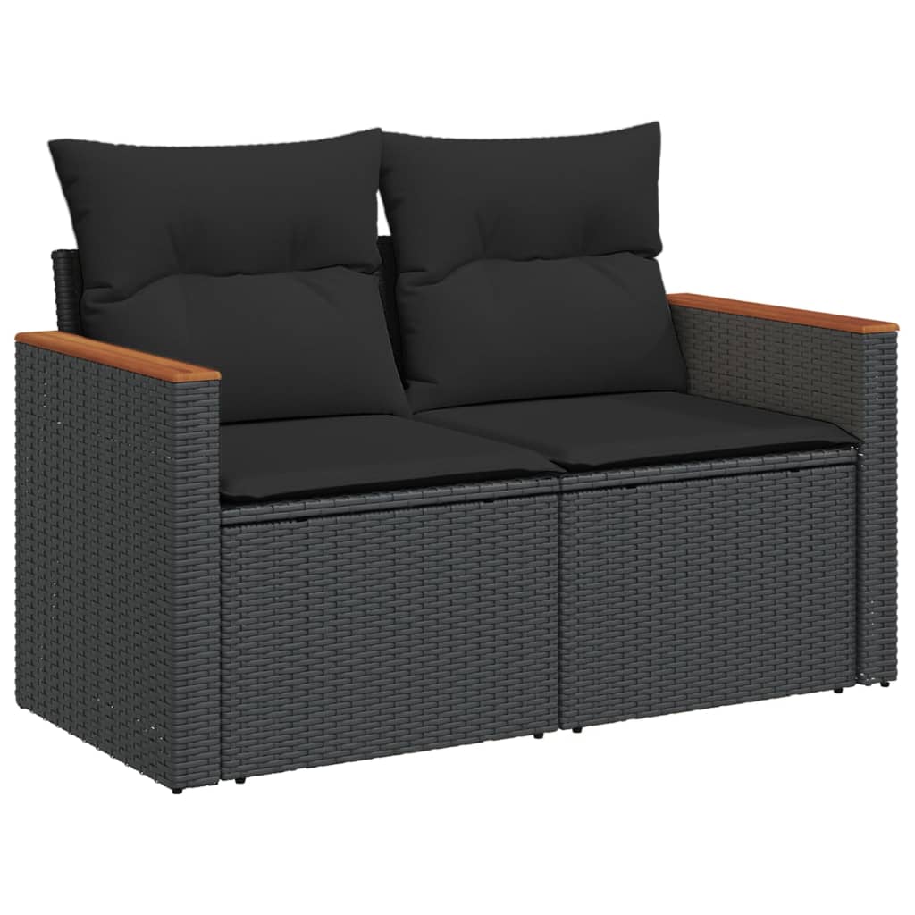 11-dijelni set vrtnih sofa od poliratana s jastucima crni Crna 62 x 62 x 69 cm