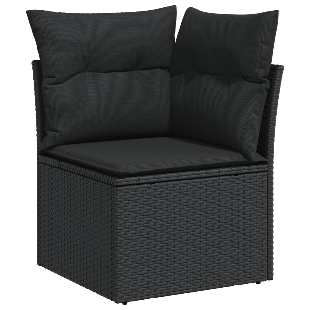 11-dijelni set vrtnih sofa od poliratana s jastucima crni Crna 62 x 62 x 69 cm