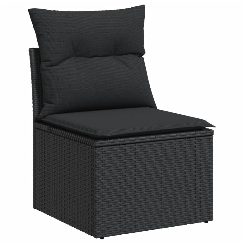 11-dijelni set vrtnih sofa od poliratana s jastucima crni Crna 62 x 62 x 69 cm