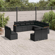 11-dijelni set vrtnih sofa od poliratana s jastucima crni Crna 62 x 62 x 69 cm