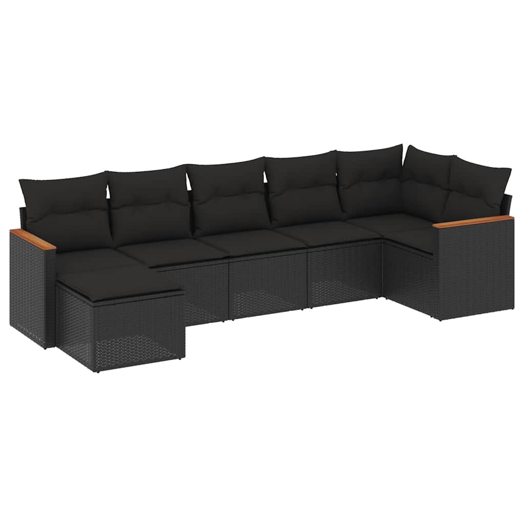 7-dijelni set vrtnih sofa od poliratana s jastucima crni Crna 62 x 62 x 69 cm