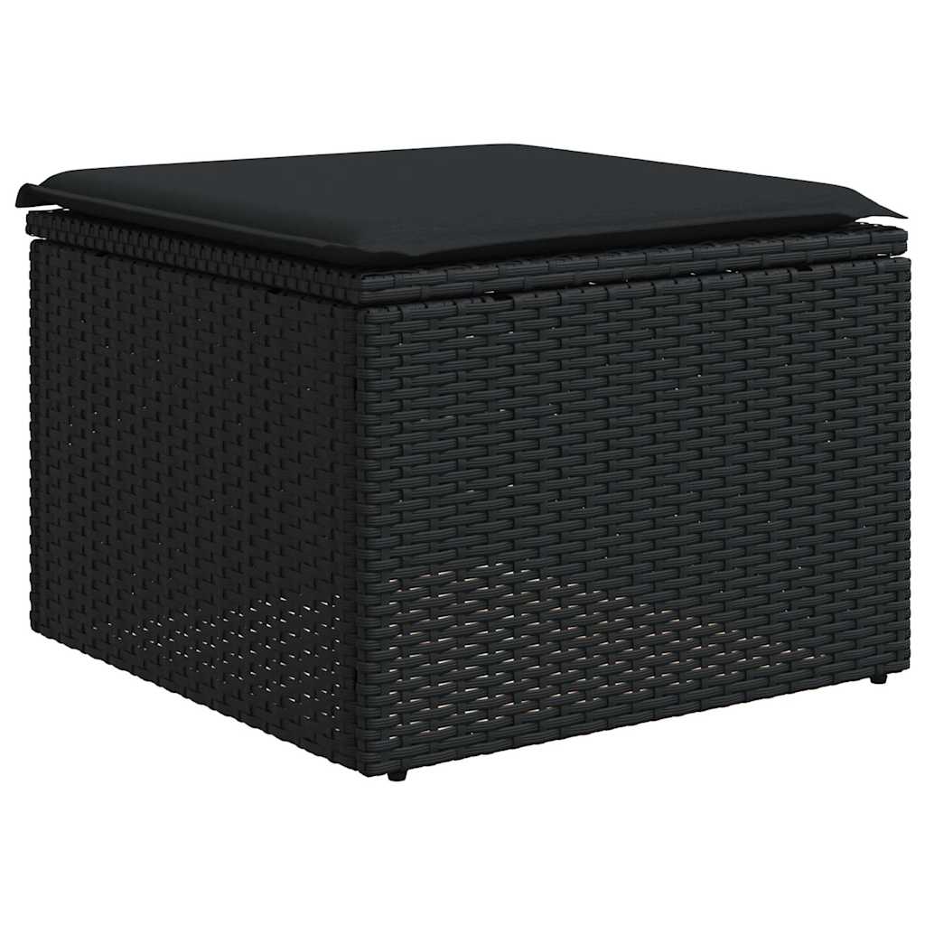 7-dijelni set vrtnih sofa od poliratana s jastucima crni Crna 62 x 62 x 69 cm