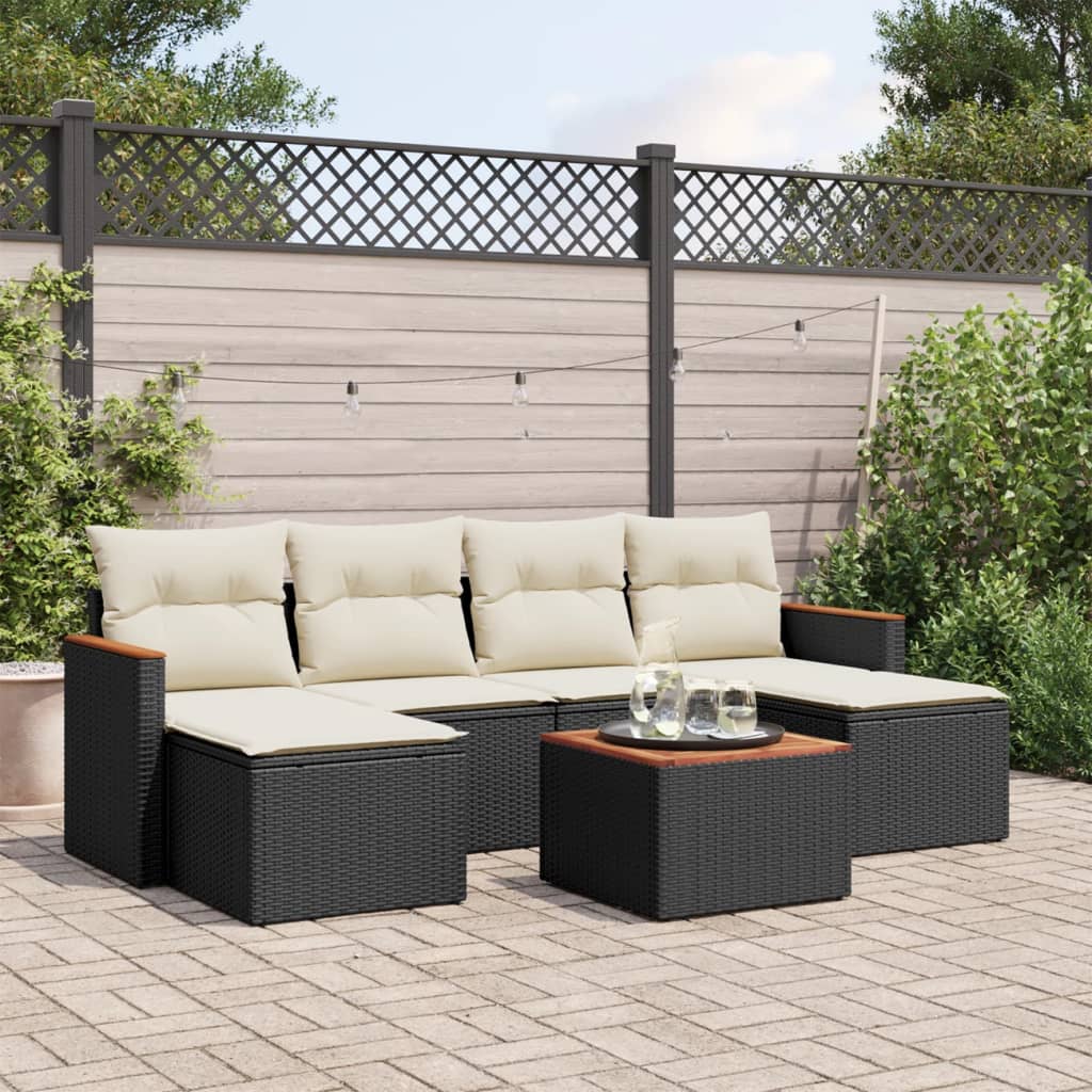 7-dijelni set vrtnih sofa od poliratana s jastucima crni Crna 61 x 62 x 69 cm