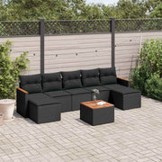 8-dijelni set vrtnih sofa od poliratana s jastucima crni Crna 61 x 62 x 69 cm