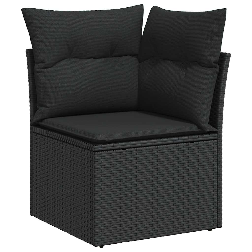 10-dijelni set vrtnih sofa s jastucima crni od poliratana Crna 62 x 62 x 69 cm