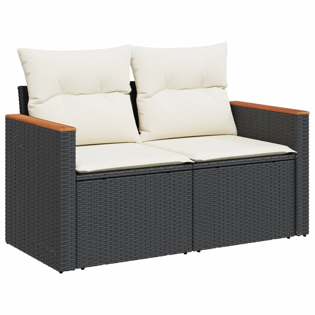 11-dijelni set vrtnih sofa od poliratana s jastucima crni Crna 62 x 62 x 69 cm
