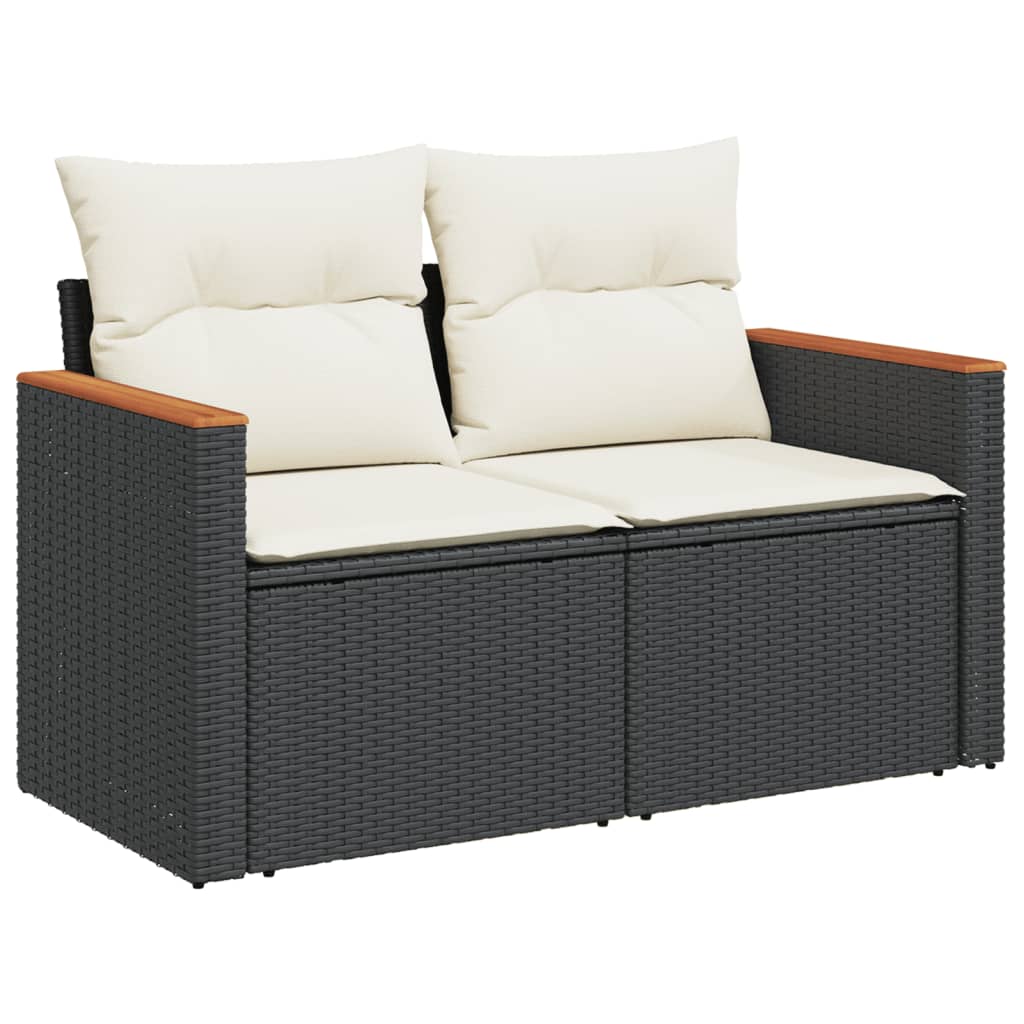 12-dijelni set vrtnih sofa od poliratana s jastucima crni