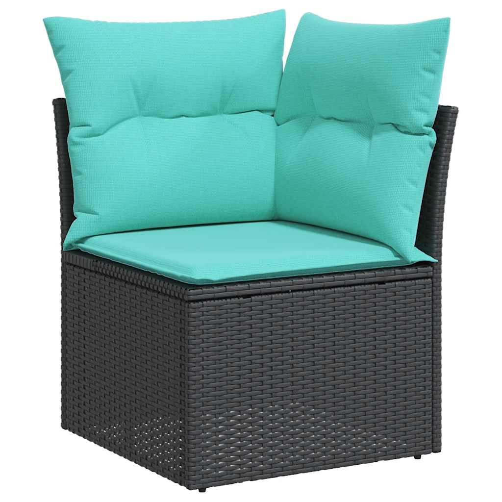 Vrtni set s jastucima, 14 dijelova, crni poliratan