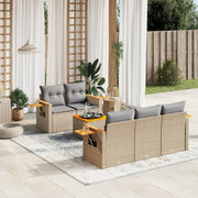 6-dijelni set vrtnih sofa s jastucima bež od poliratana 85 x 62 x 69 cm