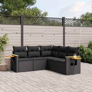 5-dijelna vrtna garnitura od poliratana s jastucima crna 85 x 62 x 69 cm