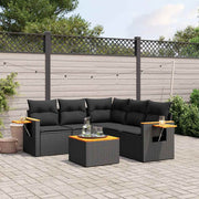 6-dijelni set vrtnih sofa s jastucima crni od poliratana Crna 85 x 62 x 69 cm