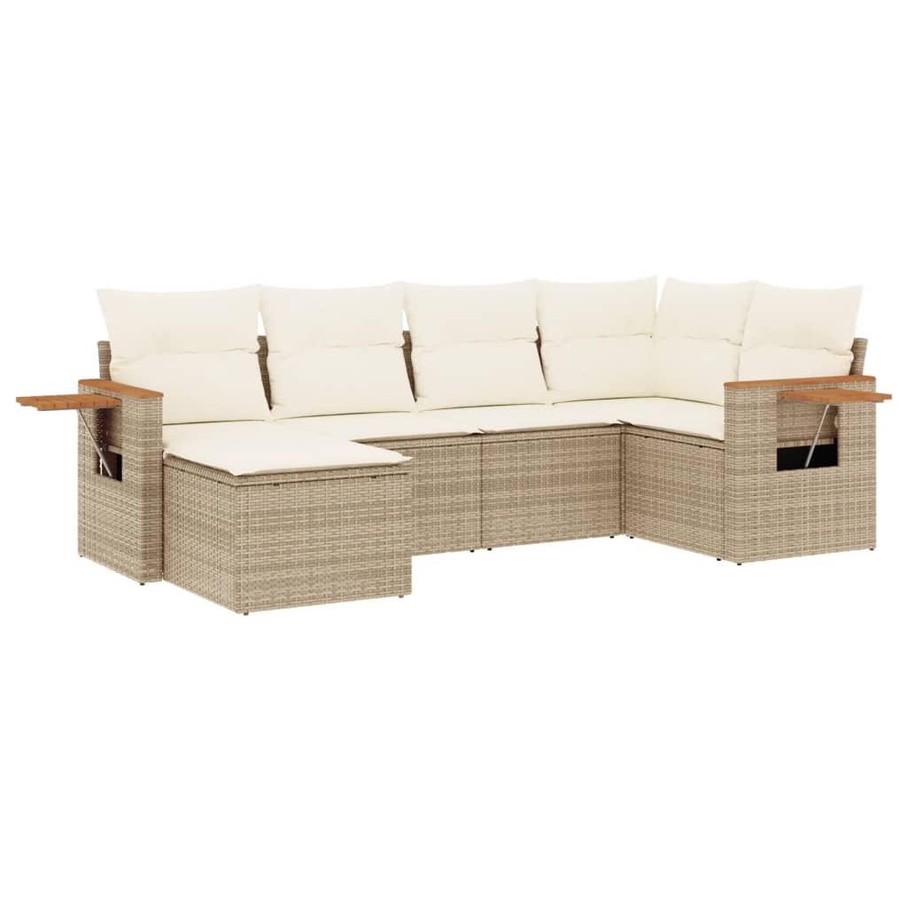 6-dijelni set vrtnih sofa s jastucima bež od poliratana 85 x 62 x 69 cm