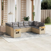 9-dijelni set vrtnih sofa s jastucima bež od poliratana 85 x 62 x 69 cm